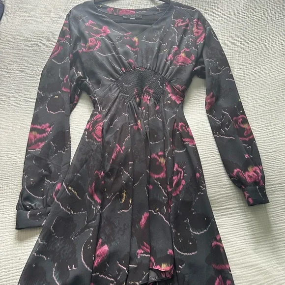 Brand New All Saints Black and Pink Floral Dress - Picture 4 of 8